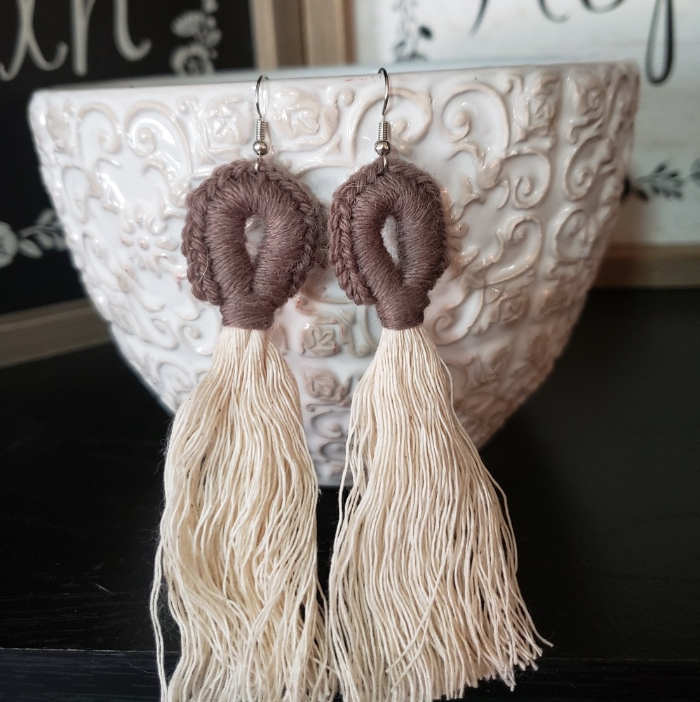 Handmade BOHO Fringe Crocheted Tassle Earrings